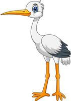 Cartoon cute white stork bird on white background vector