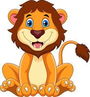 Cartoon happy lion isolated on white background vector