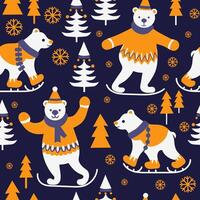polar bears sledding in the forest vector