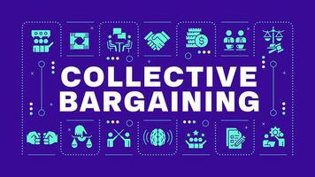 Collective bargaining blue word concept. Labor union, association. Working conditions. Visual communication. Artwith lettering text with glyph icons vector