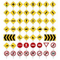 Set of Road Signs and Traffic Signs on white background vector