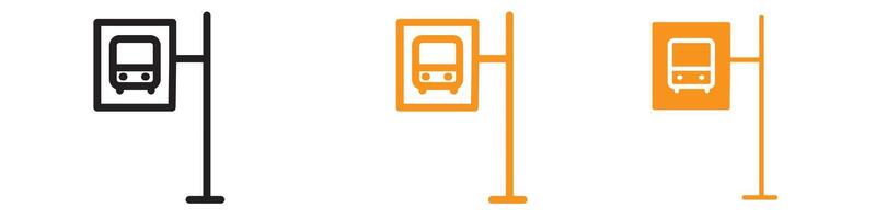 Bus Stop Stand Icon Set Transportation Infrastructure Illustrations for City Projects vector