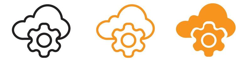 Cloud Data Settings Icon Set Digital Storage Illustrations for Technology Projects vector