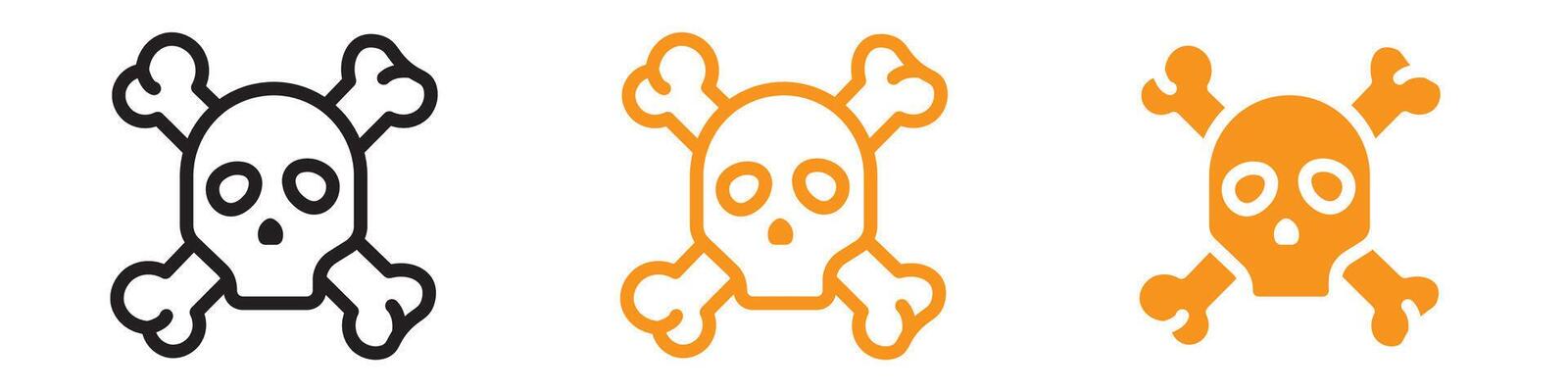 Crossbones Skull Icon Set Danger and Warning Illustrations for Safety and Halloween
