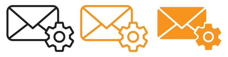 Email Settings Icon Set Communication and Configuration Illustrations for Technology vector
