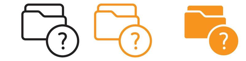 Folder with Question Mark Icon Set File Inquiry Illustrations for Documentation and Help vector