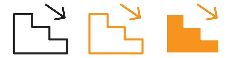 Downstairs Icon Set Direction and Movement Illustrations for Architecture and Navigation vector