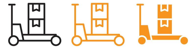 Hand Pallet Jack Icon Set Material Handling Illustrations for Warehousing and Logistics vector
