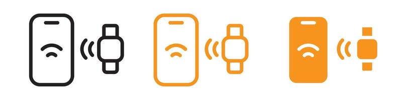 NFC Bracelet Connected Icon Set Wireless Technology Illustrations for Wearable Devices vector