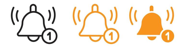 Notification Bell Icon Set Alert and Reminder Illustrations for Communication and Apps vector