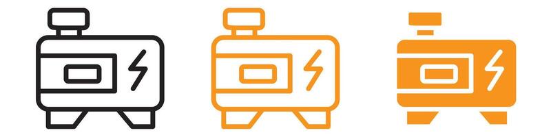 Portable Power Generator Icon Set Backup Energy Illustrations for Outdoor and Emergency Use vector