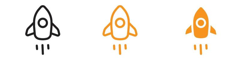 Rocket Spaceship Startup Icon Set Space Exploration Illustrations for Technology and Innovation vector