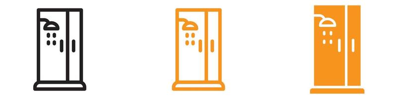 Shower Cabin Bathroom Icon Set Hygiene Illustrations for Home and Hotel Projects vector