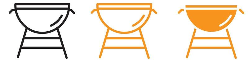 Brazier Icon Set Outdoor Cooking and Grilling Symbols for Barbecue and Picnic Projects vector