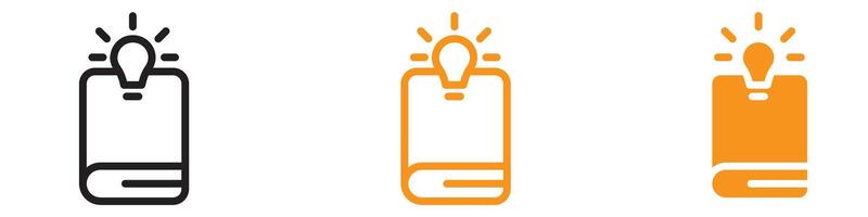Book with Bulb Icon Set Knowledge and Ideas Illustrations for Education Projects vector