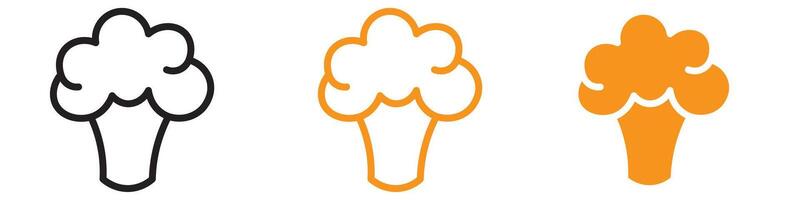 Fresh Broccoli Icon Set Nutritious Vegetable Illustrations for Healthy Eating Projects vector