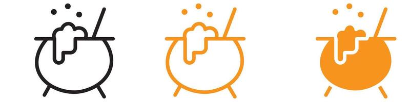 Cauldron Icon Set Witchcraft and Cooking Illustrations for Halloween and Fantasy Projects vector