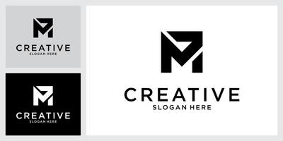 MP or PM initial letter logo design vector