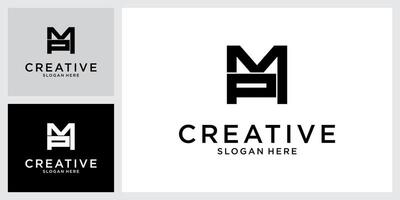 MP or PM initial letter logo design vector