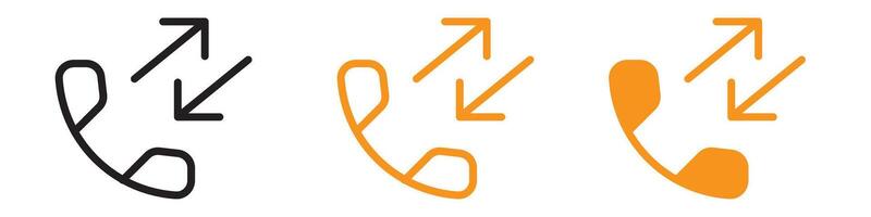 Incoming Outgoing Calls Icon Set Communication Symbols for Telephony and Business vector