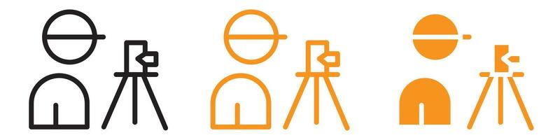 Land Surveyor Icon Set Geographic Measurement Illustrations for Engineering and Construction vector