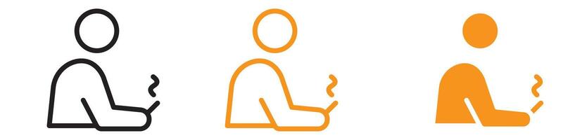 Man Smoking Cigarette Icon Set Health Risk Illustrations for Awareness and Cessation Campaigns vector