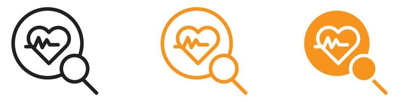 Pulse Heart Check-Up Icon Set Cardiovascular Health Illustrations for Medical Projects vector