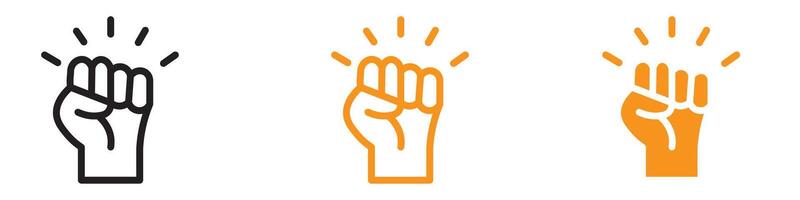 Raised Fists Icon Set Solidarity and Protest Illustrations for Social Justice vector