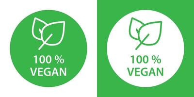100 vegan icon Flat set in black and white color outline vector