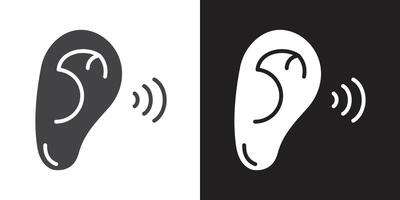Active listening icon Flat set in black and white color outline vector