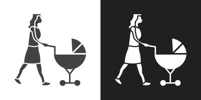Babysitter icon Flat set in black and white color outline vector