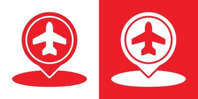 Airport location icon Flat set in black and white color outline vector