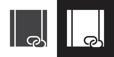Backlink icon Flat set in black and white color outline vector