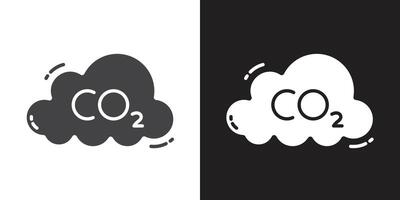 CO2 reduction icon Flat set in black and white color outline vector