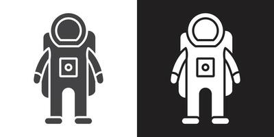 Cosmonaut icon Flat set in black and white color outline vector