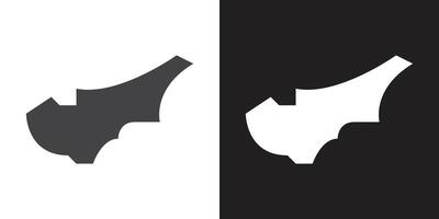 Cyprus map icon Flat set in black and white color outline vector