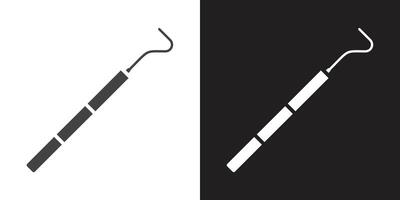 Dental pick icon Flat set in black and white color outline vector