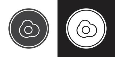 Egg on plate icon Flat set in black and white color outline vector
