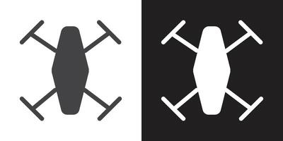 Drone Technology icon Flat set in black and white color outline vector