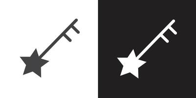 Magic Key icon Flat set in black and white color outline vector