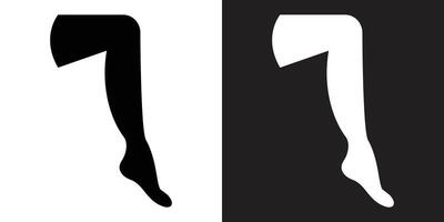 Legs icon Flat set in black and white color outline vector