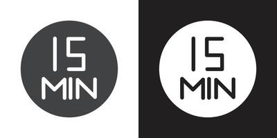 Minute timer icon Flat set in black and white color outline vector