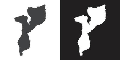 Mozambique map icon Flat set in black and white color outline vector