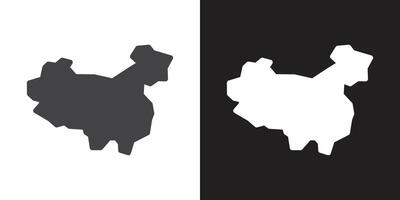 china map icon Flat set in black and white color outline vector