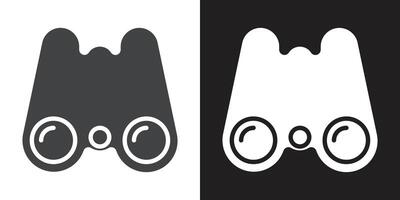 binoculars icon Flat set in black and white color outline vector