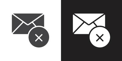 close mail icon Flat set in black and white color outline vector