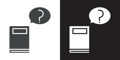 book with question mark icon Flat set in black and white color outline vector