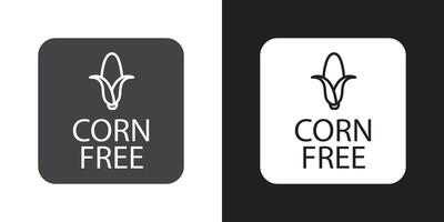 corn free icon Flat set in black and white color outline vector