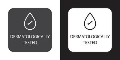 dermatologically tested icon Flat set in black and white color outline vector