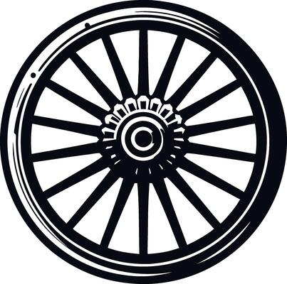 wagon vehicle old wheel illustration silhouette icon, ancient wheel isolated on transparent background